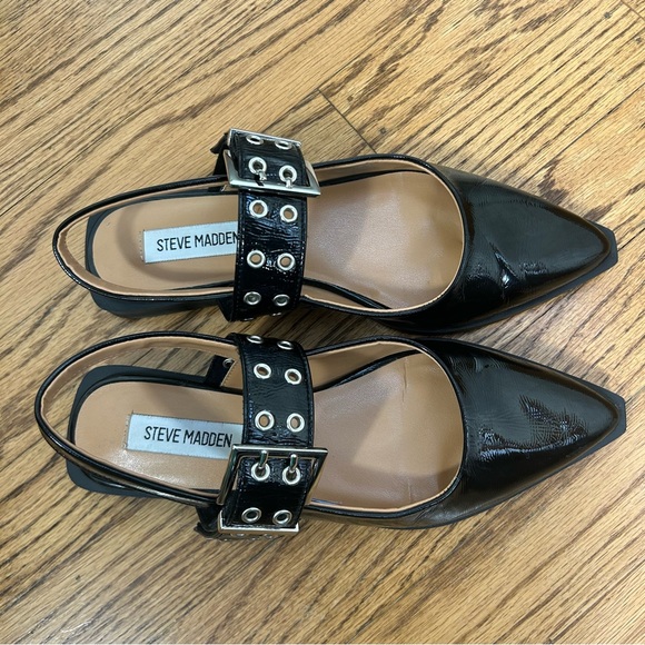 Steve Madden | Karson Slingback Black Patent Pointed Toe Flats Size 6.5 - Picture 5 of 13